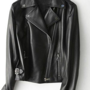 Black leather motorcycle